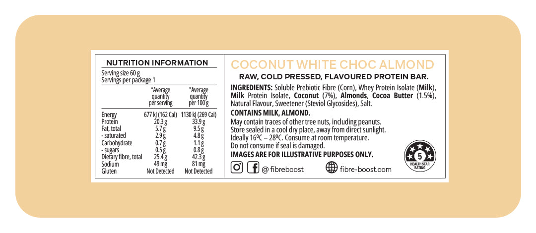 Fibre Boost Cold Pressed Bars - High Protein & High Fibre - Box of 12 x 60g Bars