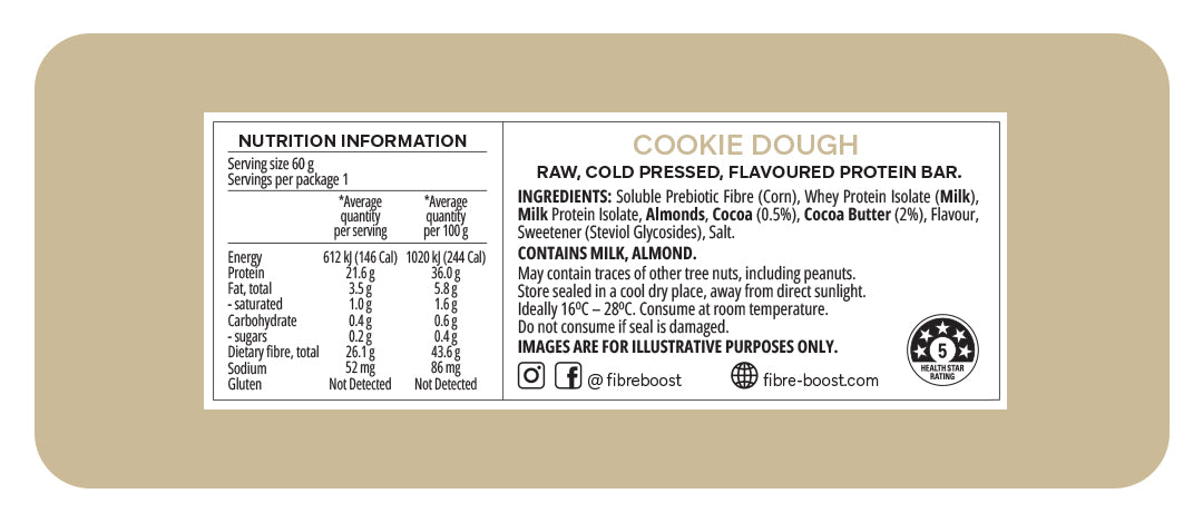 Fibre Boost Cold Pressed Bars - High Protein & High Fibre - Box of 12 x 60g Bars