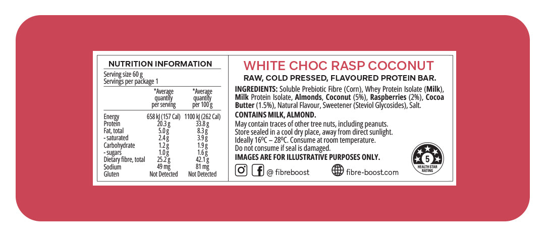 Fibre Boost Cold Pressed Bars - High Protein & High Fibre - Box of 12 x 60g Bars