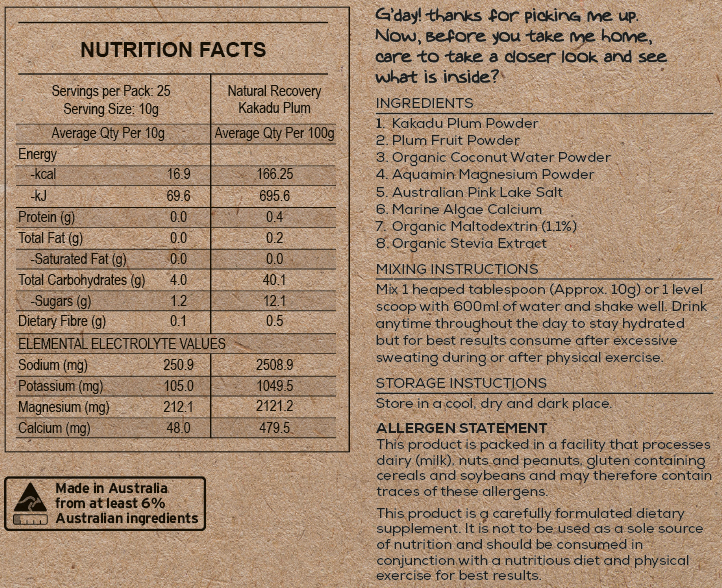Fallow Nutrition Natural Recovery Electrolytes Powder - 25 serves