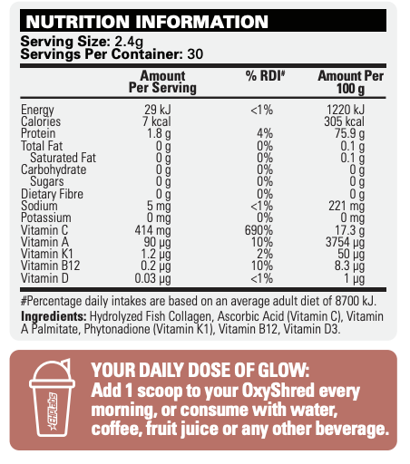 EHP Labs OxyGlow - Natural Marine Collagen - 30 serves