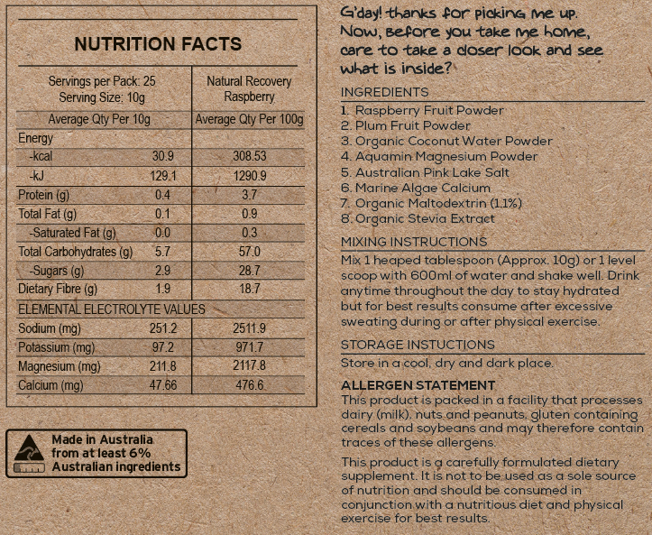 Fallow Nutrition Natural Recovery Electrolytes Powder - 25 serves