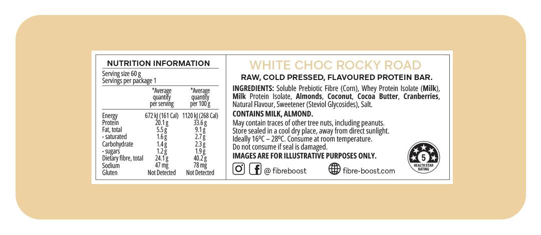 Fibre Boost Cold Pressed Bar - High Protein & High Fibre - 1 x 60g Bar