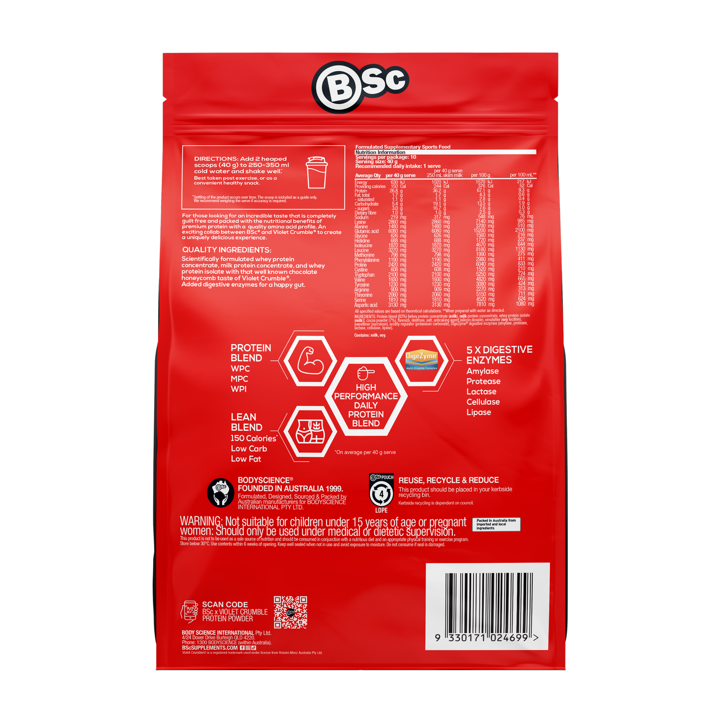 BSc x Violet Crumble Protein Powder