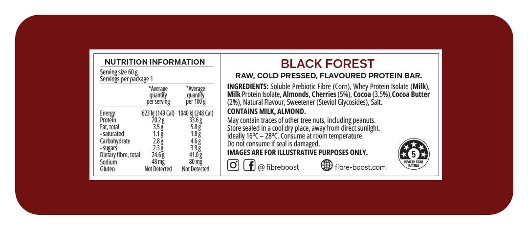 Fibre Boost Cold Pressed Bars - High Protein & High Fibre - Box of 12 x 60g Bars