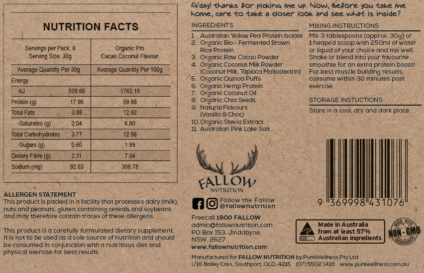 Fallow Nutrition Protein Powder - Organic Pro