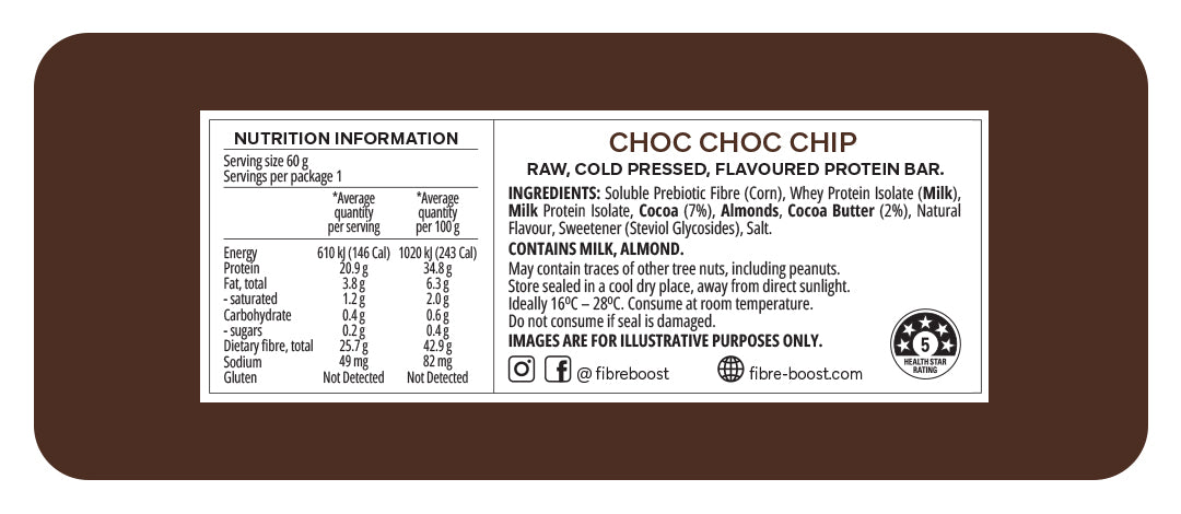 Fibre Boost Cold Pressed Bars - High Protein & High Fibre - Box of 12 x 60g Bars