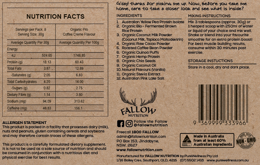 Fallow Nutrition Protein Powder - Organic Pro