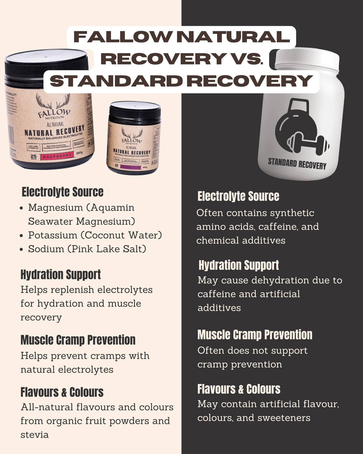 Fallow Nutrition Natural Recovery Electrolytes Powder - 25 serves
