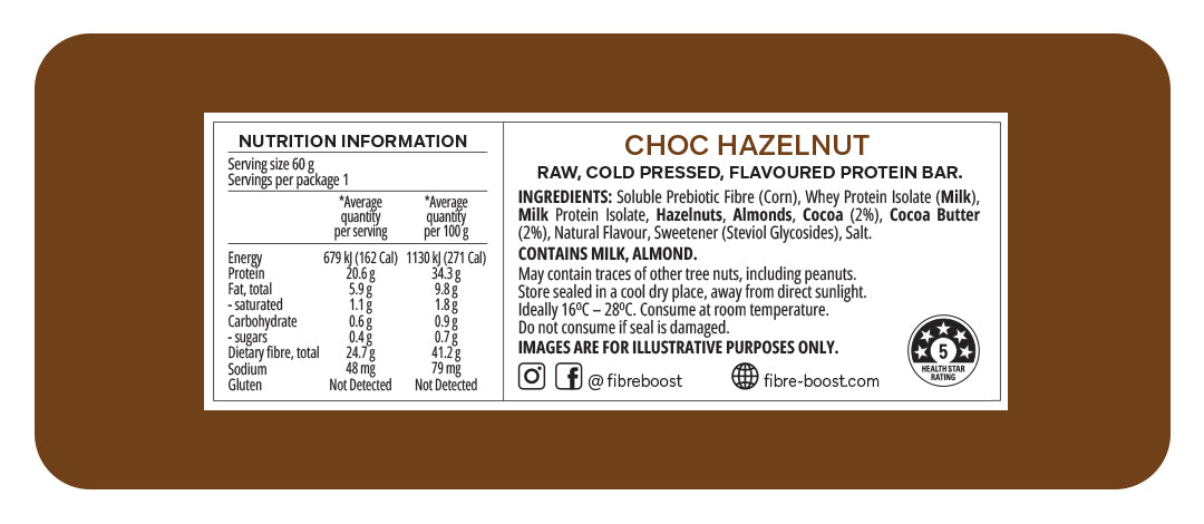 Fibre Boost Cold Pressed Bars - High Protein & High Fibre - Box of 12 x 60g Bars
