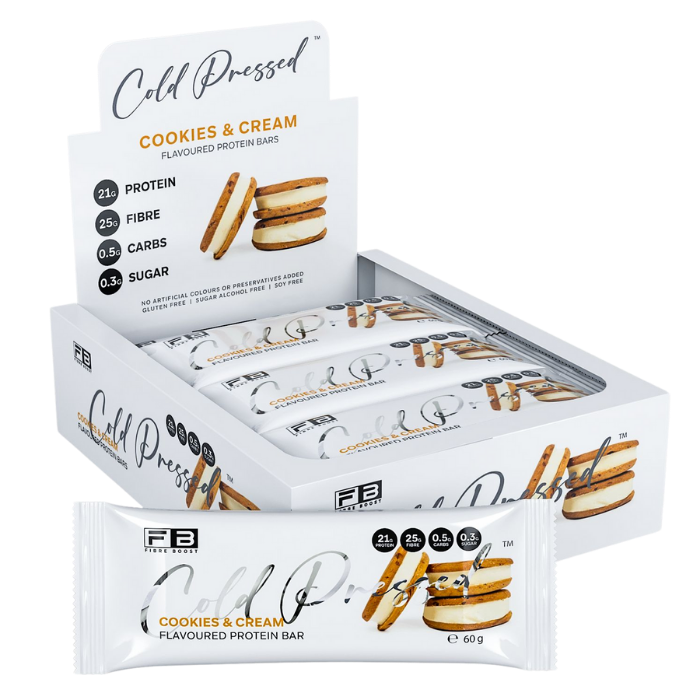 Fibre Boost Cold Pressed Bars - High Protein & High Fibre - Box of 12 x 60g Bars