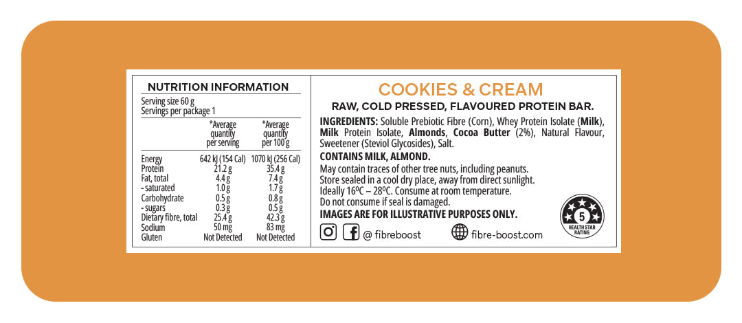 Fibre Boost Cold Pressed Bars - High Protein & High Fibre - Box of 12 x 60g Bars