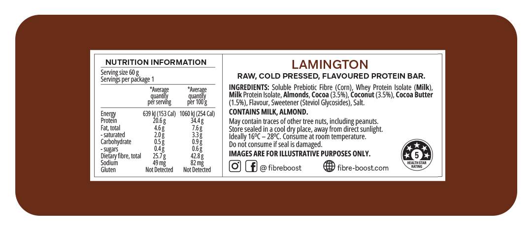 Fibre Boost Cold Pressed Bars - High Protein & High Fibre - Box of 12 x 60g Bars