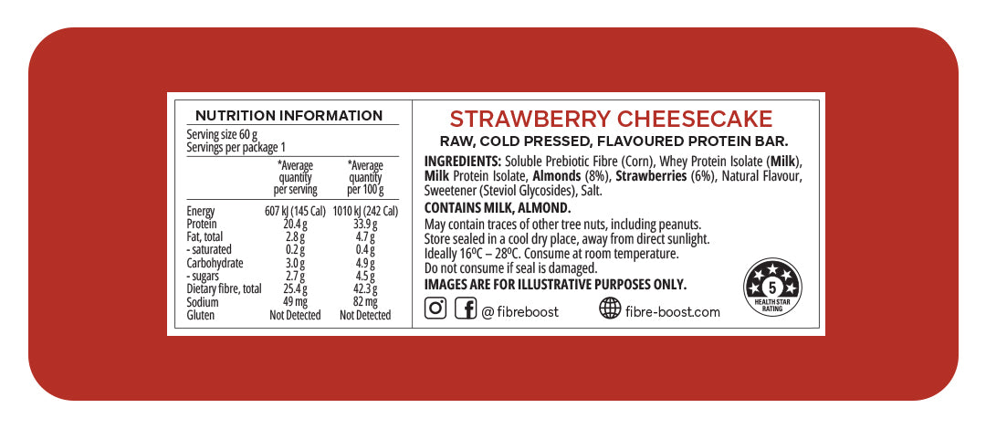 Fibre Boost Cold Pressed Bars - High Protein & High Fibre - Box of 12 x 60g Bars