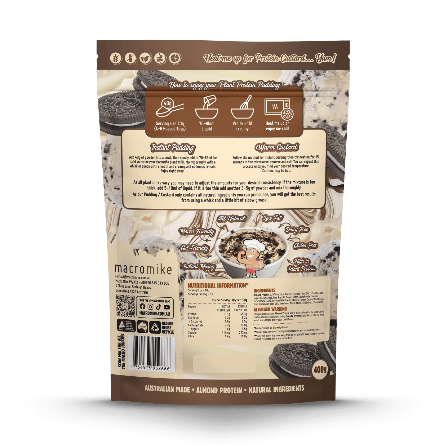 Macro Mike Cookies & Cream Plant Protein Pudding - 10 serves