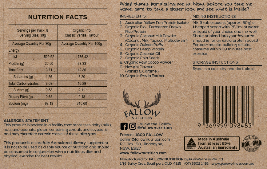 Fallow Nutrition Protein Powder - Organic Pro